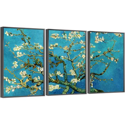 Apricot Blossoms On Branch by Vincent Van Gogh - 3 Piece Picture Frame Print Set on Canvas -  Vault W Artwork, 5116B90E49CE4434808176E62331FD0C