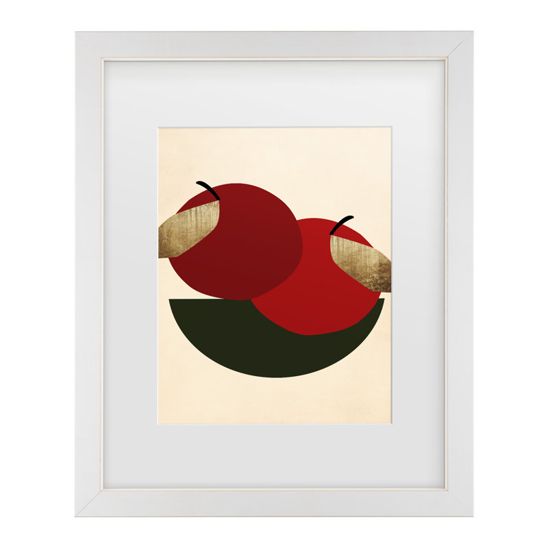 «Kubistika Two Red Apples Matted», art encadré, H 13 po x l 16 po, Blanc
