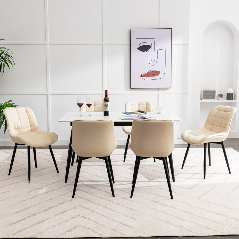 Metal Upholstered Back Side Chair Dining Chair PU Leather Dining Chairs Set of 4 – Modern Upholstered Kitchen Side Chairs with Sturdy Metal Legs, Mid-Century Design for Dining Room, Restaurant & Office