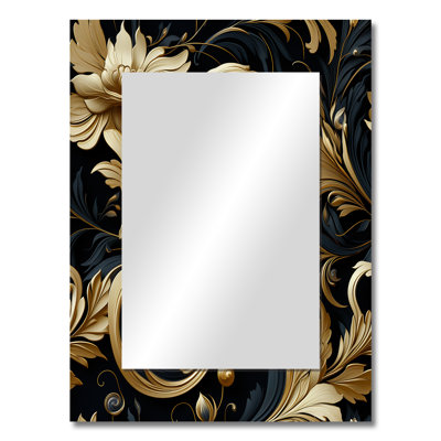 Zaron Black And Gold Intrigue Elegance - marble  Decorative Mirror, Abstract Wall Mirror, Printed Metal Art