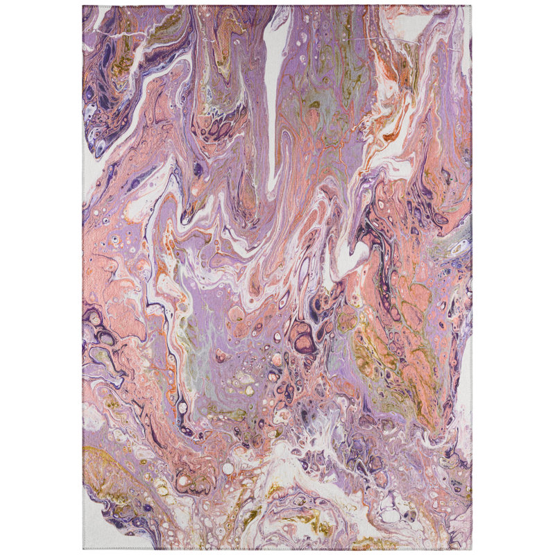 Chenille Washable Abstract Indoor / Outdoor Rug, Rectangle 5' x 7'6"