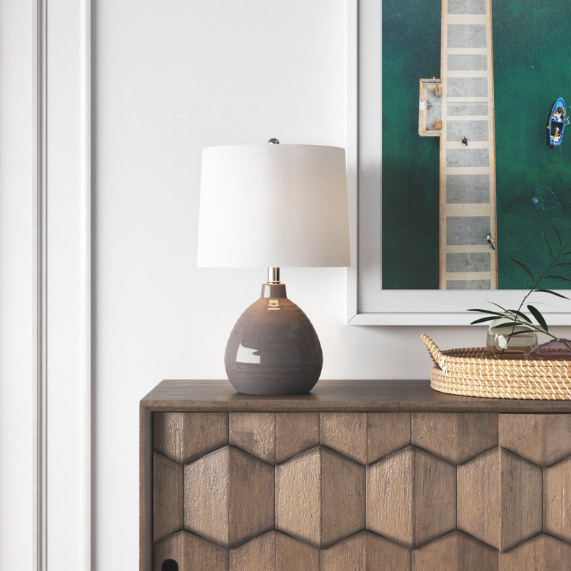 Alverez 21" Ceramic Table Lamp, Cool Gray
