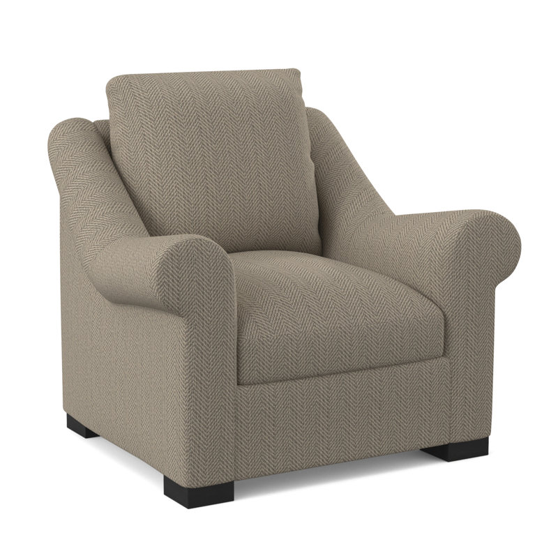 Canyon Sunbrella® and Boucle Armchair, Elise Harbor 100% Polyester, Espresso