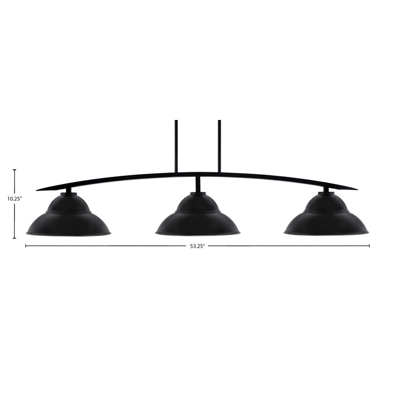 Barre d'éclairage à 3 lumières avec abat-jour double en métal kurve, Noir mat, Noir mat, H 58,25 po x l 54,25 po x P 54,25 po