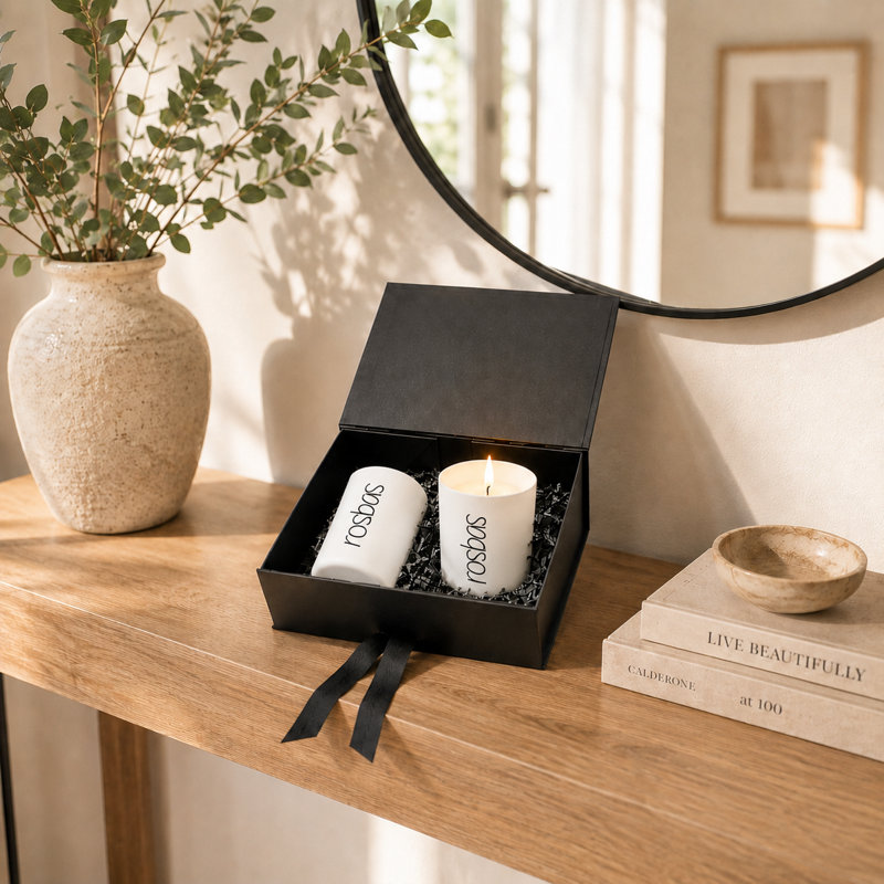 Ensemble de 2 bougies de soja parfumées à la vanille dans un pot en céramique noire, 8 oz, versées à la main aux États-Unis, brûlure longue durée non toxique, ensemble de cadeaux de décoration intérieure
