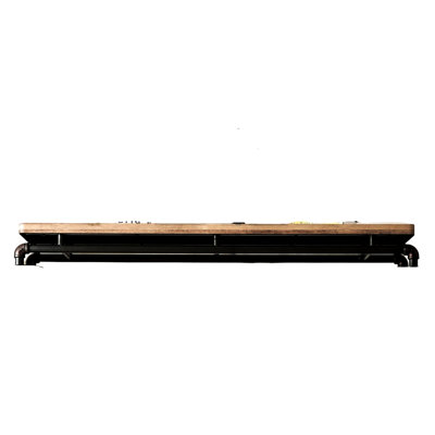 Console de télévision avec pont en métal et bois d'inspiration industrielle, 69,49 po de profondeur, 14,03 de largeur, assemblage simple de largeur, 7,53 de hauteur,