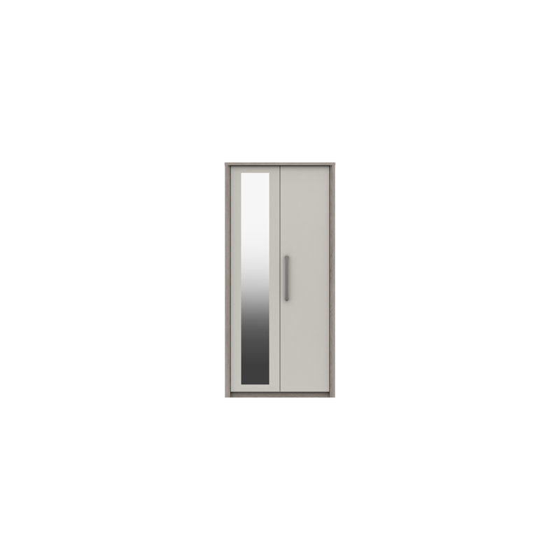 Colville 2 Door Manufactured Wood Wardrobe, Grey Oak/White Grey Gloss