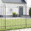 Clôture de jardin vidaXL 8 pièces, gris, 44,62 po x 4,92 pi, acier thermolaqué