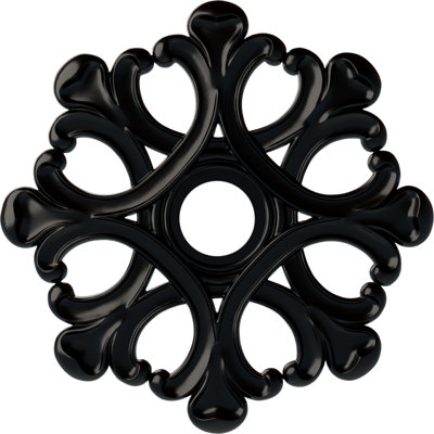 Endurathane Angel Ceiling Medallion, 20 7/8"OD x 3 5/8"ID x 1"P (Fits Canopies up to 4 3/8"), Hand-Painted Jet Black Finish