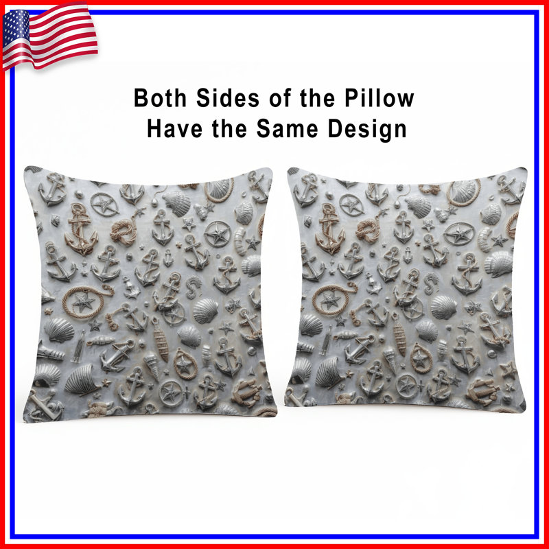Coussins Nautical Anchors Shells, 18 x 18 pouces