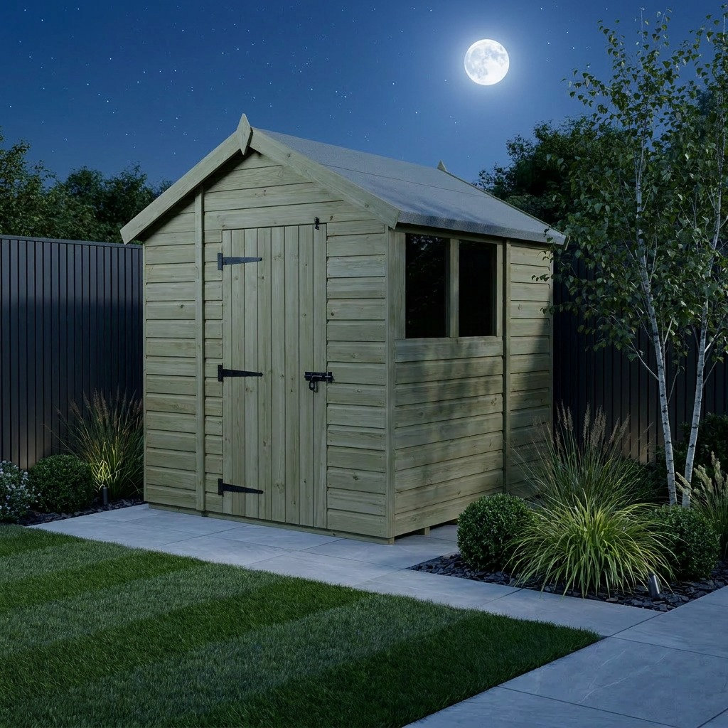 Total Sheds 6ft x 7ft Apex Garden Shed - Single Door - With Windows - Pressure Treated Timber - UK Manufactured