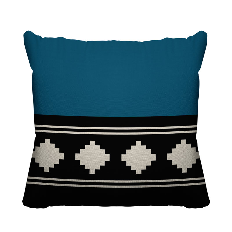 Coussin intérieur / extérieur Ector Southwestern, L 15 po x H 15 po, Turquoise