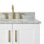 Meuble-lavabo simple en bois massif 37 po Freitas blanc avec plateau en marbre de Carrare 0,75 po, évier droit décalé-271566833-304109142-304109145