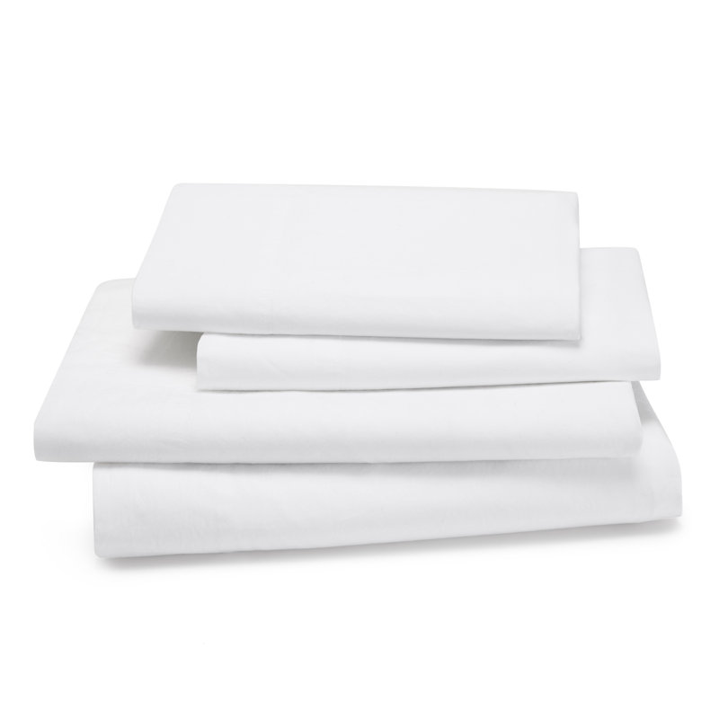 300 Thread Count Percale Fitted Sheet, White, King Fitted Sheet