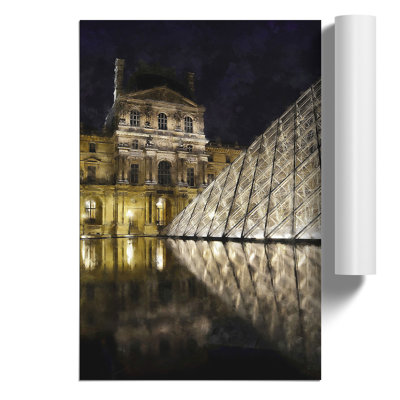 The Louvre in Paris Painting - Frameless Print