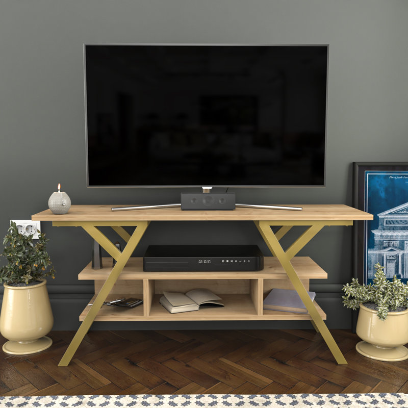 Meuble télé pour téléviseur de 50 po ou moins Tolchester, Doré / chêne