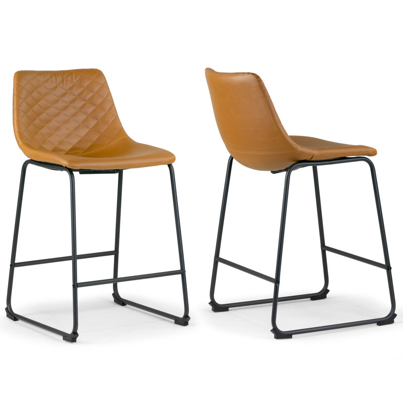 Upholstered Counter Stool with Metal Frame, Gray, Counter Stool (23.5" Seat Height)