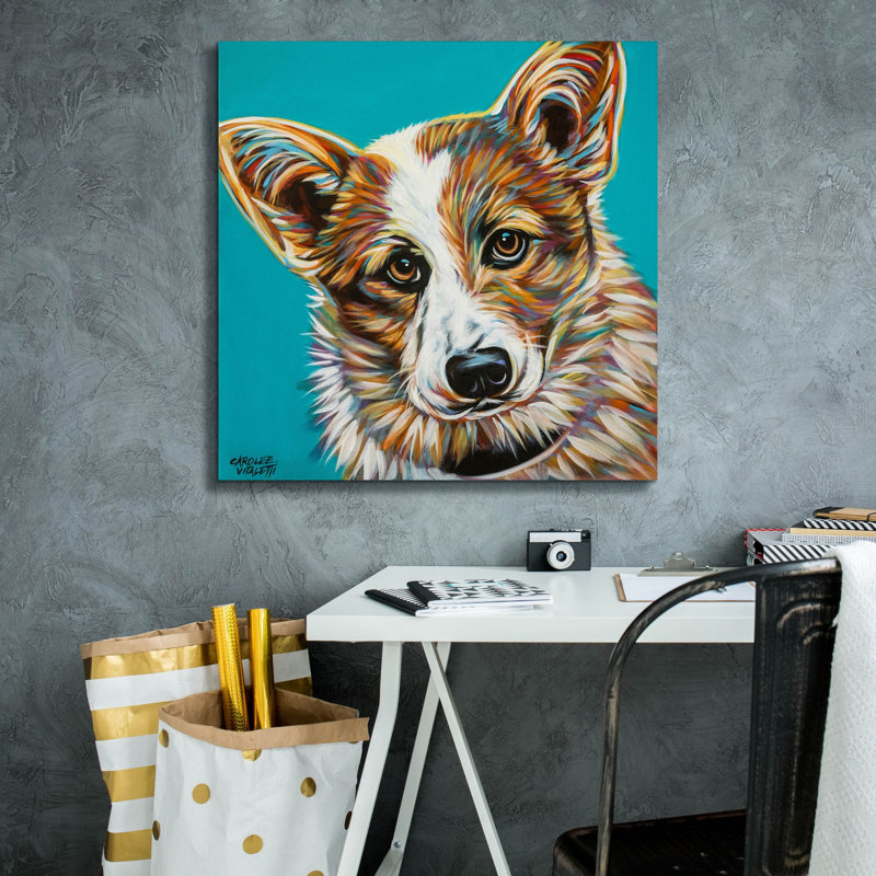 «Corgi Cutiness 1» par Carolee Vitaletti, art mural sur toile, H 26 po x l 26 po x P 1,5 po