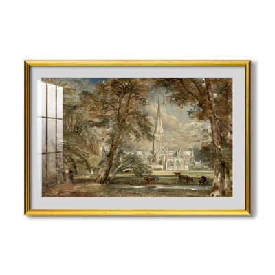 Cathédrale de Salisbury vue des jardins de l'évêque, vers 1822-1823 - John Constable - Estampe encadrée sur mesure