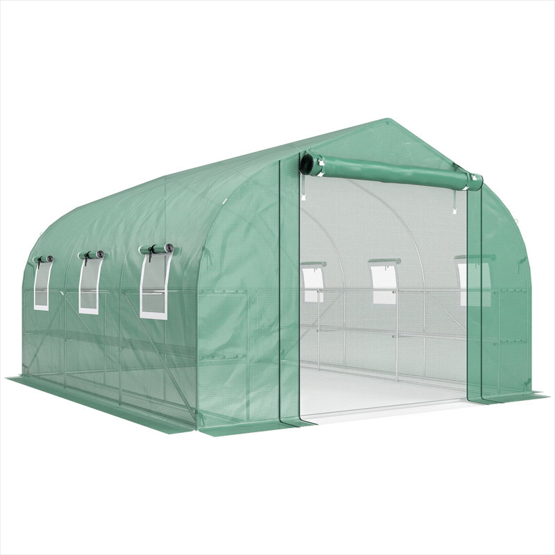 Serre en acier galvanisé vert et pe avec conception et tablettes résistantes à l'eau, 53,5 po x 45,9 po x 30,2 po, Vert