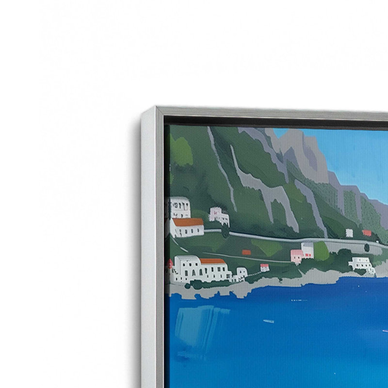 Amalfi Blue Horiz, H 12,75 po x l 18,75 po, Cadre flottant, Chrome poli