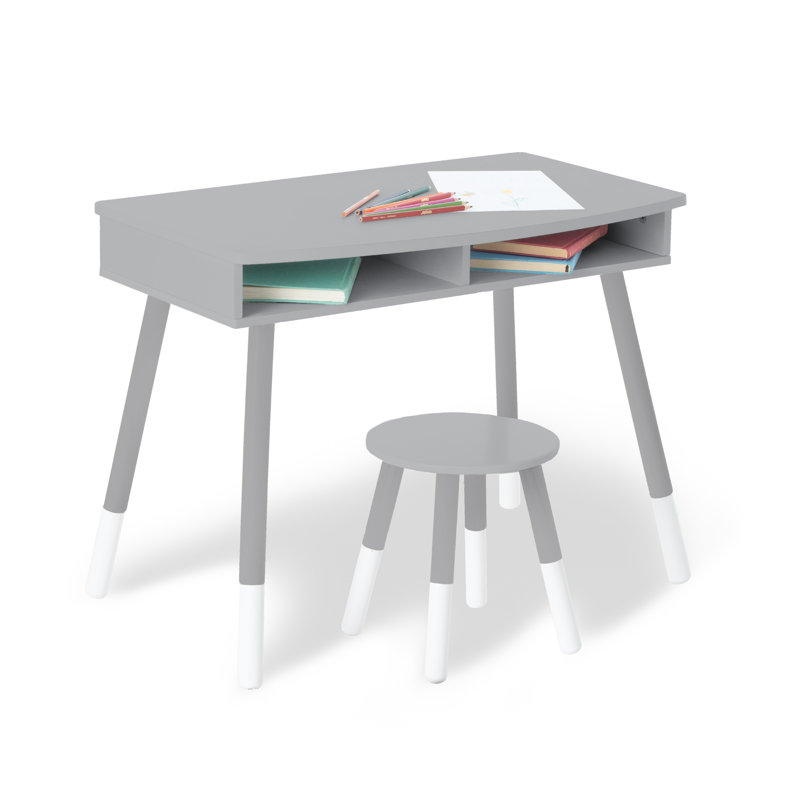 Ensemble de bureau de devoirs avec rangement et tabouret Wildkin Premium - gris avec blanc , Gris / blanc