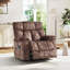 Fauteuil inclinable de massage chauffant de 39,76 po de largeur avec deux porte-gobelets cachés, deux télécommandes et un revêtement en microfibre-102145155