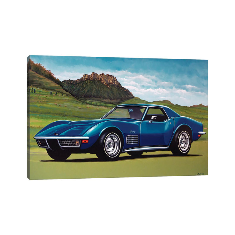 Chevrolet Corvette Stingray 1969 by Paul Meijering - Painting on Canvas, Wrapped Canvas, 20.32 cm H x 30.48 cm W