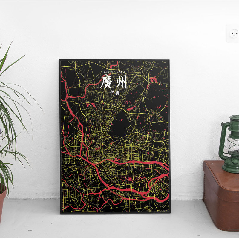 CT Guangzhou City Map - No Frame Print, 70cm H x 50cm W x 0.13cm D