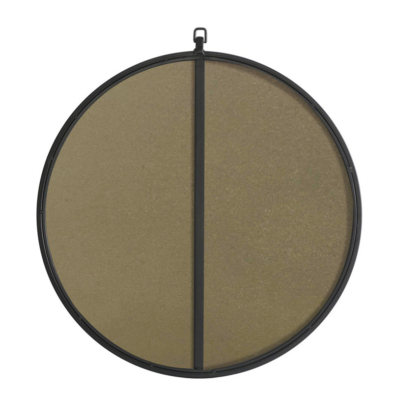 Cassie Metal/Manufactured Wood Round Wall Mirror, 24" x 24", Black