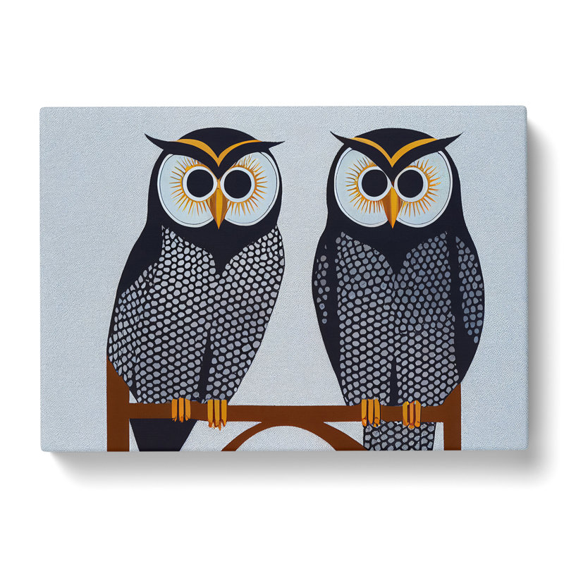 Vintage Art Owls Abstract - Wrapped Canvas, 35cm H x 50cm W x 3cm D