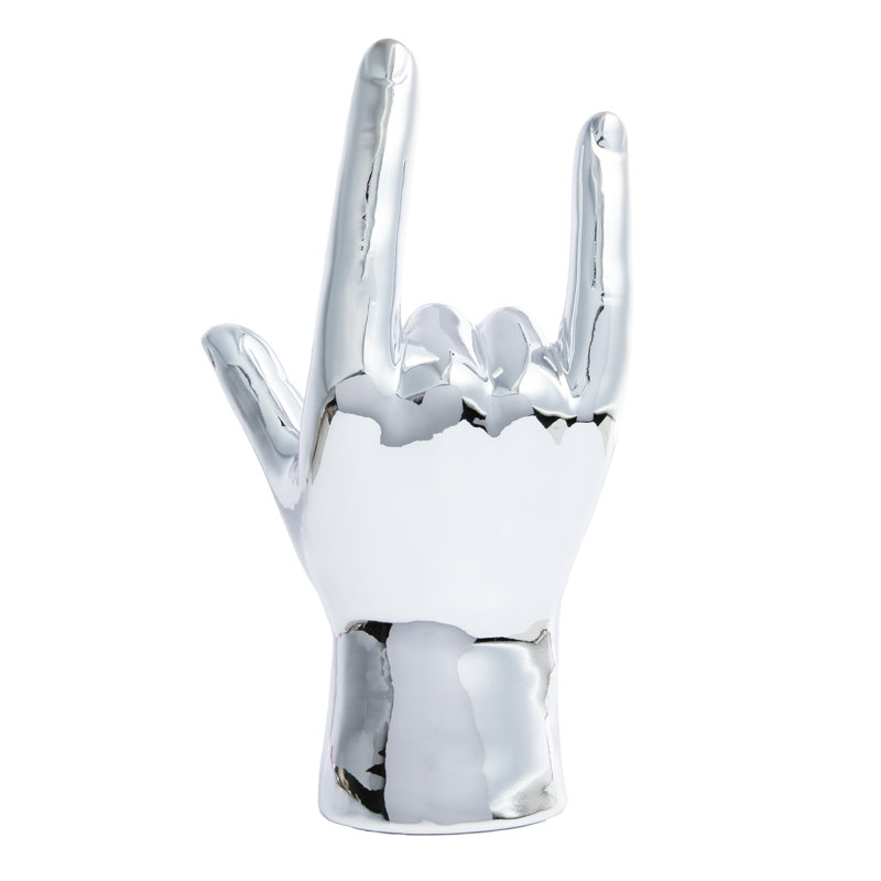 Silver I Love You hand Tabletop decor - 9" tall