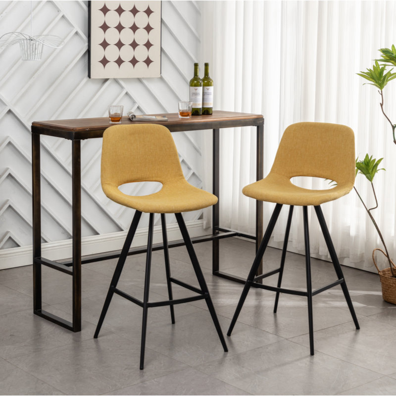 Dimitriyka Upholstered Counter Stool, Yellow