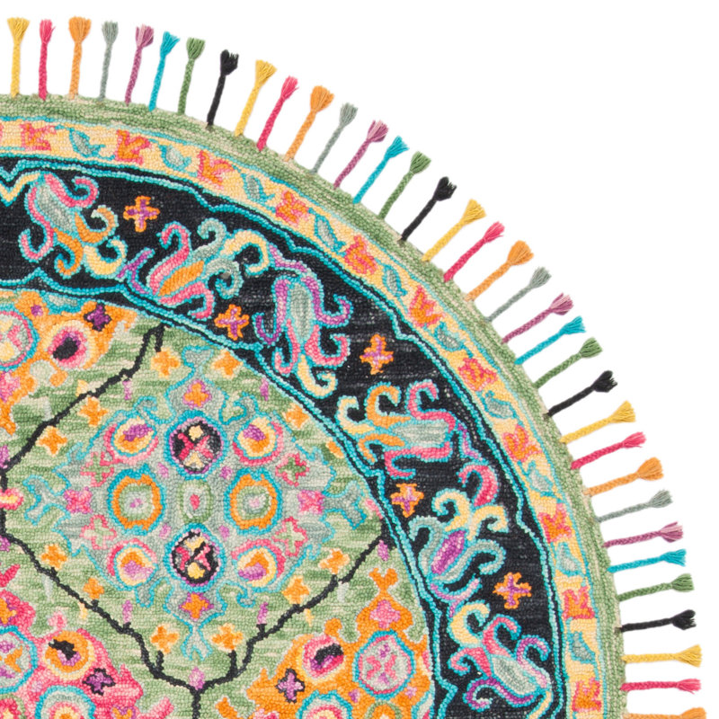 Tapis oriental en laine touffeté à la main Vahakn, Rond 7 pi