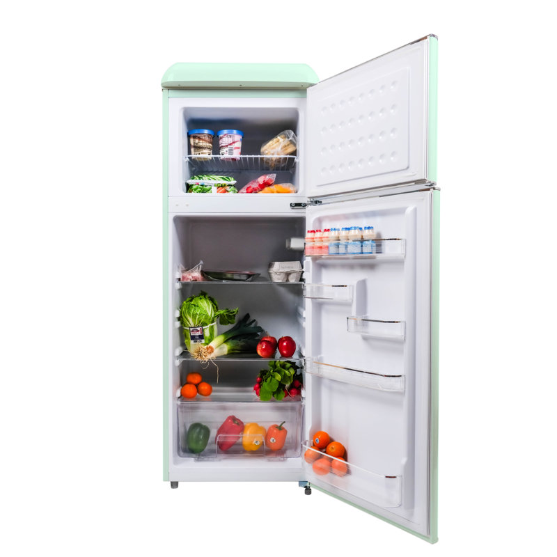 Frigidaire 7.5 Cu. Ft. Retro Refrigerator, Apartment Size Upright Fridge Freezer Combo, Mint