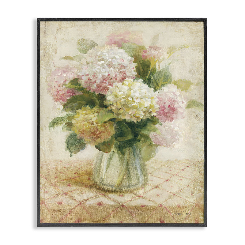  Cottage hortensias, estampe numérique encadrée par Danhui Nai, Giclée encadrée noir minuit, H 30 po x l 24 po