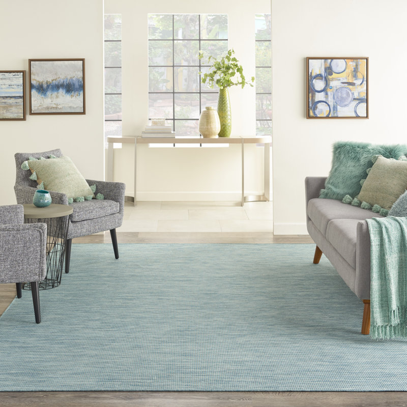 Tapis bleu Modern, Rectangle 9 pi x 12 pi
