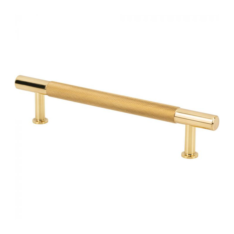 Beliza Knurled Bar Pull, Polished Brass, 5 1/16"