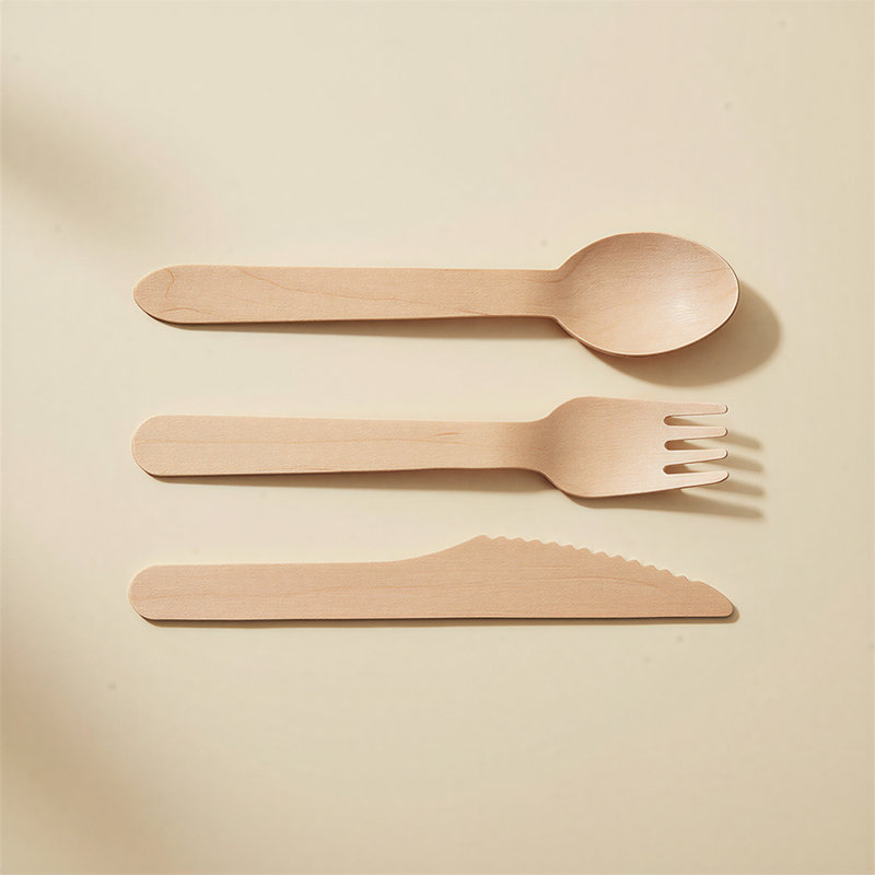 Ensemble de couverts jetables en bois 300PCS (fourchettes, couteaux et cuillères)