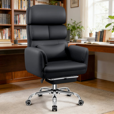 Big and Tall Cross Legged Office Executive Chair with Footrest and Convertible Infinite Gear Armsrest by Ebern Designs