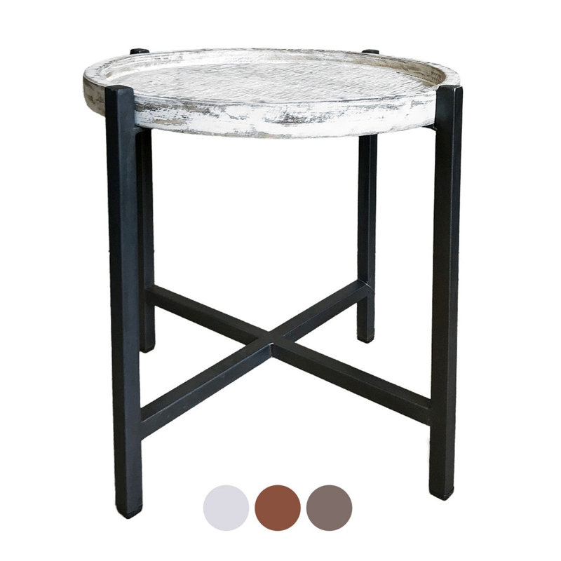 Evyl End Table, White, Black