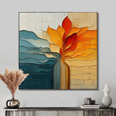 Automne transitionnel fleur abstraite II - art mural floral abstrait en métal