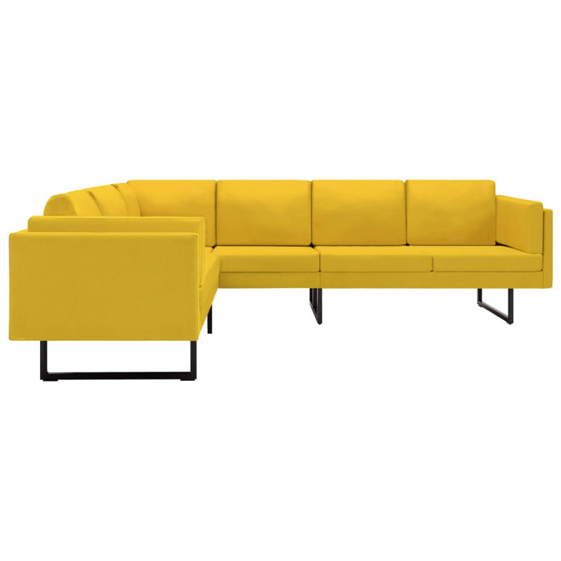 Corner Sofa L-shaped Fabric Steel Chaise Lounge Loveseat Multi Colors, Yellow