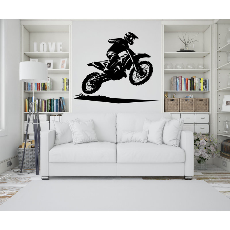 Décalcomanie murale Motocross, décor Motocross, art mural Motocross garçon, H 44 po x l 54 po