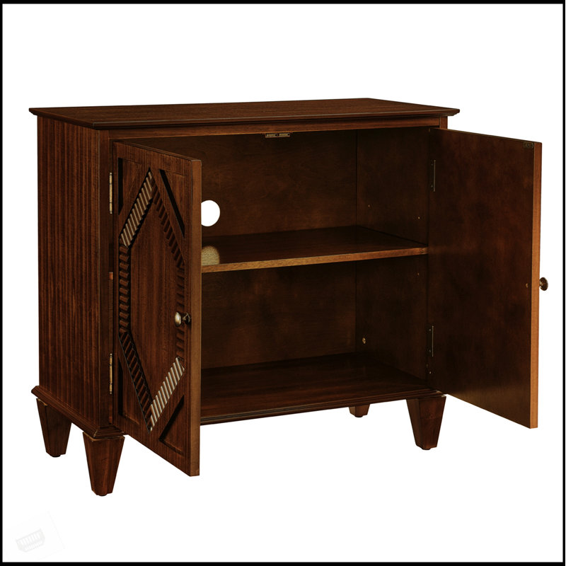 Buffet rétro en bois avec rangement, décor géométrique symétrique pour affichage élégant et console multimédia, Noyer