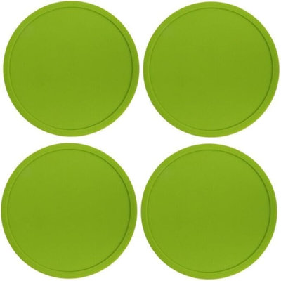 4 Pack Silicone Round Glass Coasters, Cupmats (Green)