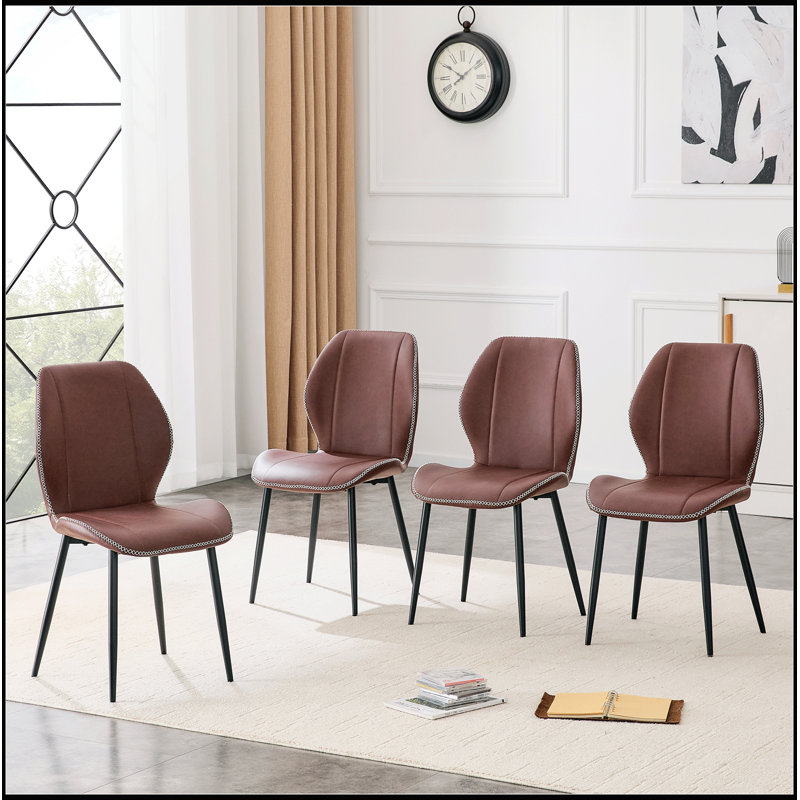Ensemble de 4 chaises de salle à manger réglables en cuir de polyuréthane ergonomique pour plusieurs décors de maison et de bureau