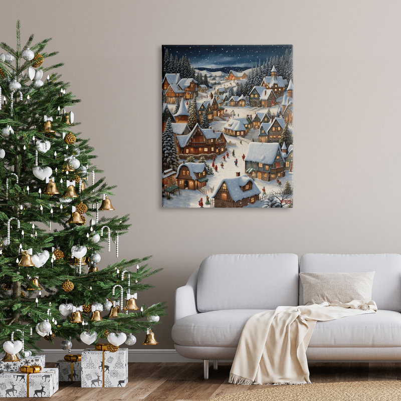 Village de Noël enneigé, H 48 po x l 36 po x P 1,5 po