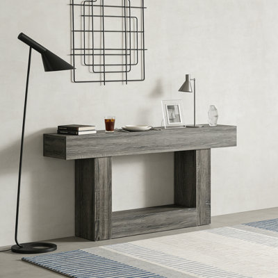 Wooden Farmhouse 2-Tier Sofa Entryway Table