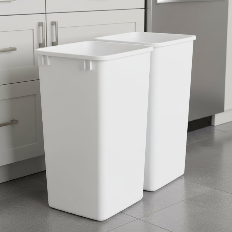 Poubelles de remplacement blanches, paquet de 2 en polymère de 35 pintes, convenant aux paniers coulissants de cuisine, Blanc